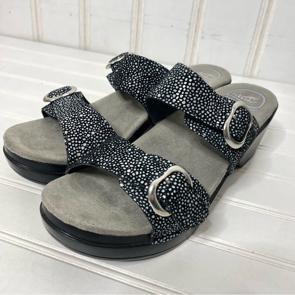 Dansko Sophie Black Metallic Sandals Sz 40 403 - Picture 3 of 10